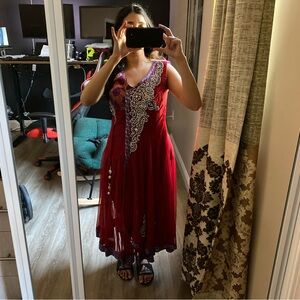 Red Anarkali Indian suit